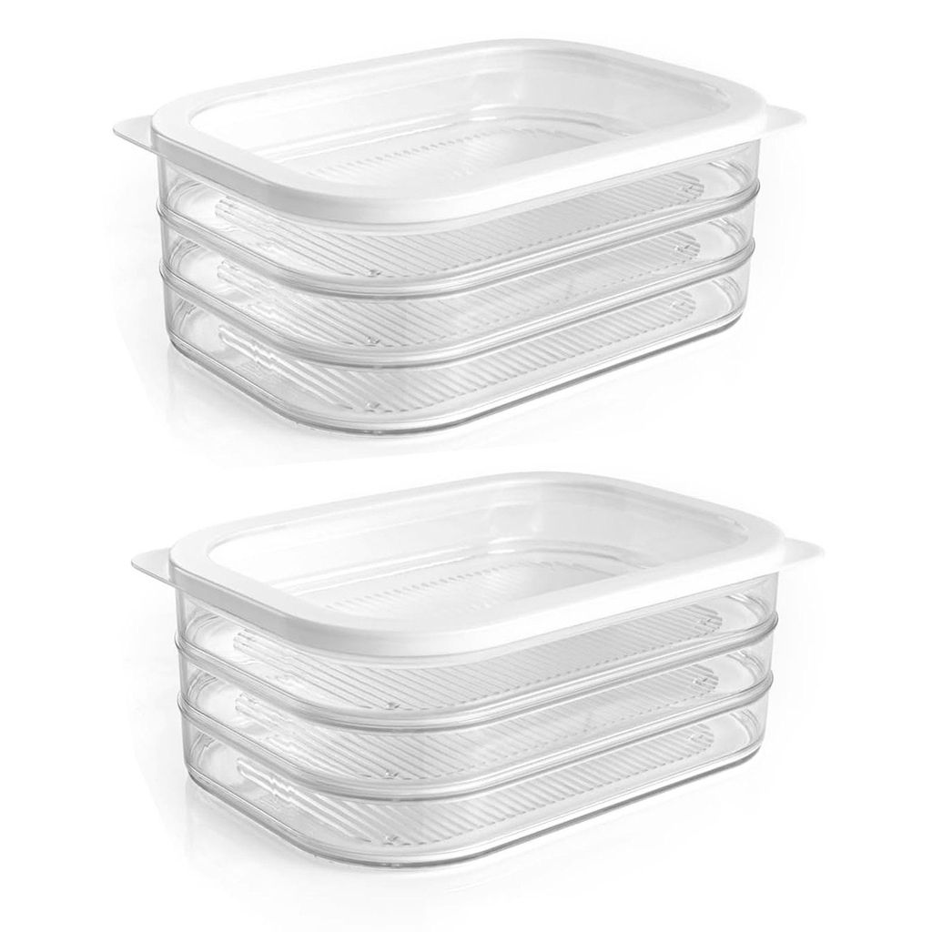 2x Aufschnittboxen Kühlschrank mit Deckel je 3 Lagen 6 x Produktbild 