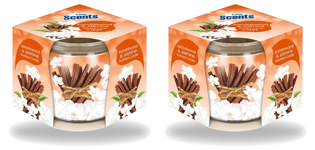 2 x At Home Scents geurkaars Sandelhout & Jasmijn, 70 g - Productafbeelding 