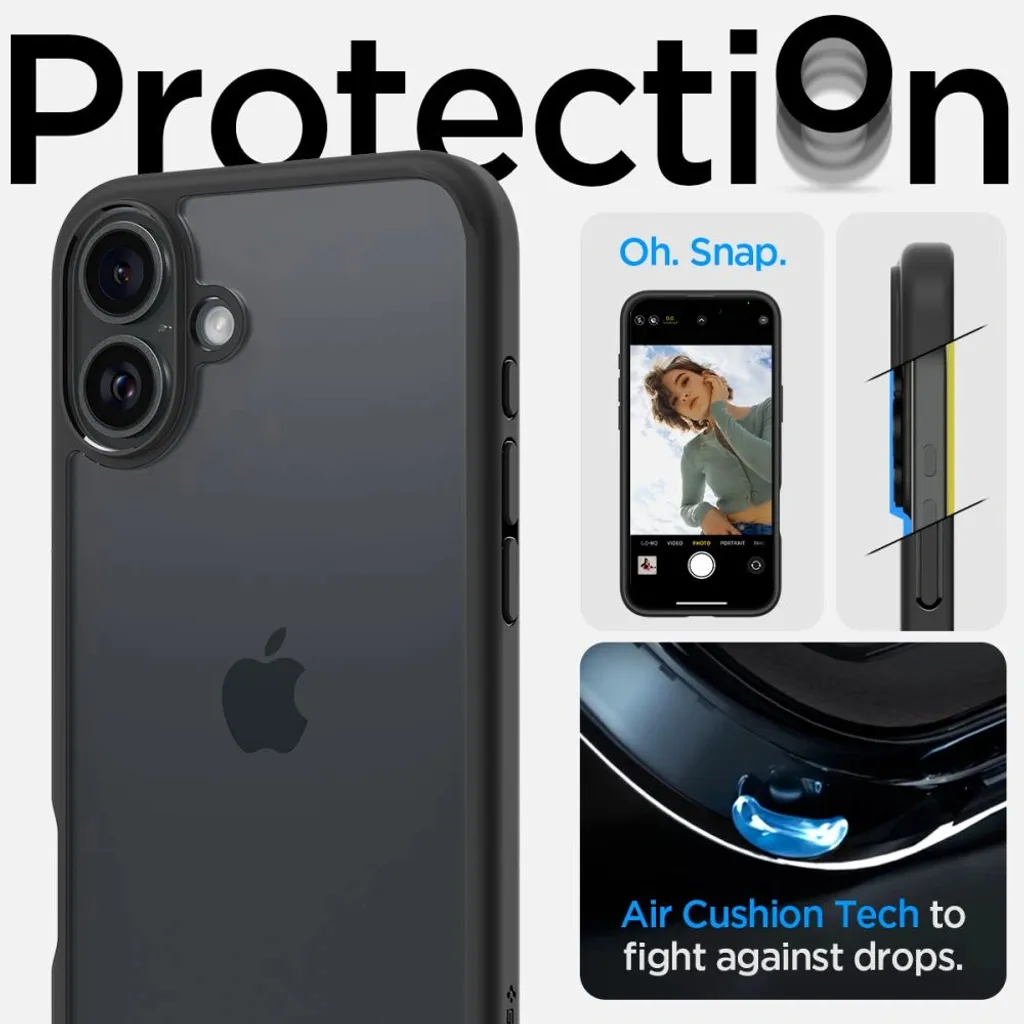 Cover Spigen Ultra Hybrid iPhone 16 Matte Black: Design e Protezione - 13