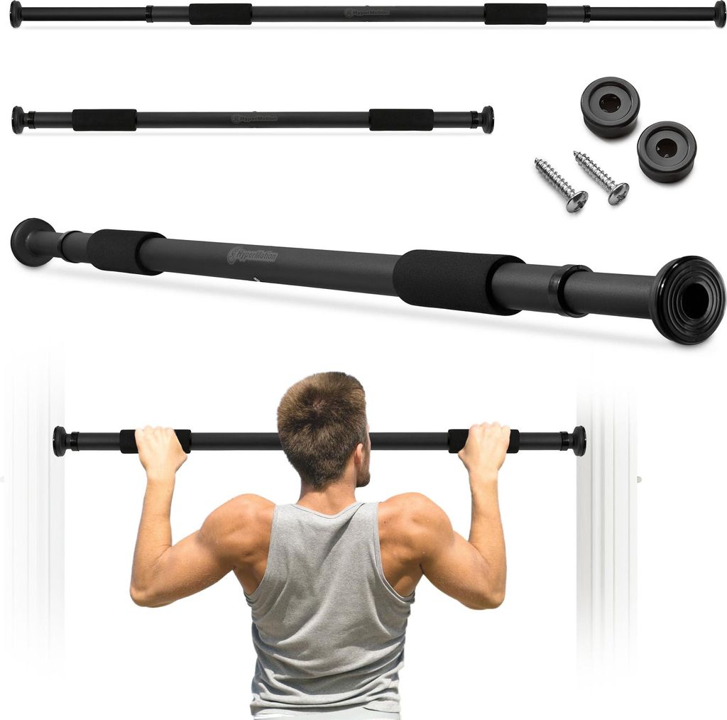 HyperMotion Klimmzugstange 80–130 cm, Türreck ohne Bohren, bis 150 kg, verstellbar, Schwarz