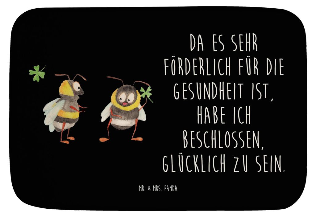 Mr. & Mrs. Panda Badezimmerteppich Hummeln Kleeblatt - Schwarz - Geschenk, Biene, Badematte, fußmatte bad, Spruch Positiv, Deko, glücklich sein, ...
