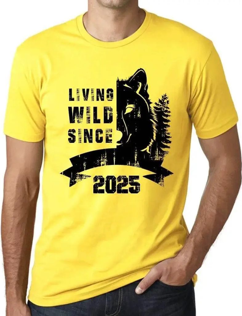 Herren Grafik T-Shirt Wildes Leben seit 2025 – Living Wild Since 2025 – Öko-Verantwortlich Vintage Jahrgang Kurzarm Lustige Druck Geburtstag G...