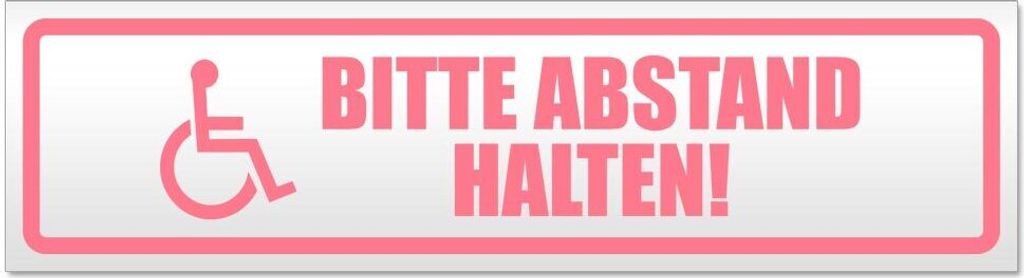 Bitte Abstand halten! Motiv 1 - Hinweis Aufkleber Sticker für Auto, Kfz, Fahrrad, PKW, LKWHellrosa - 60 x 16 cmBitte Abstand halten! Motiv 1 - Hin...