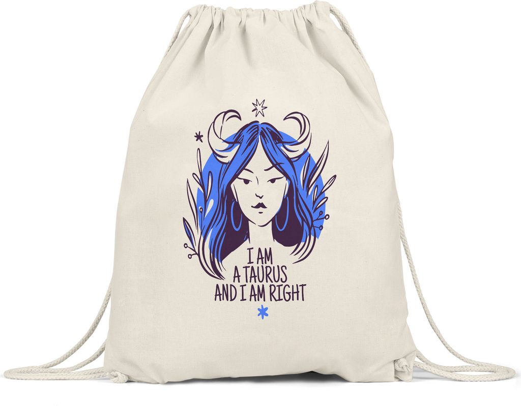 Stier Sternzeichen Turnbeutel Gymsack Taurus Horoskop Geschenkidee April Mai Geburtstag
