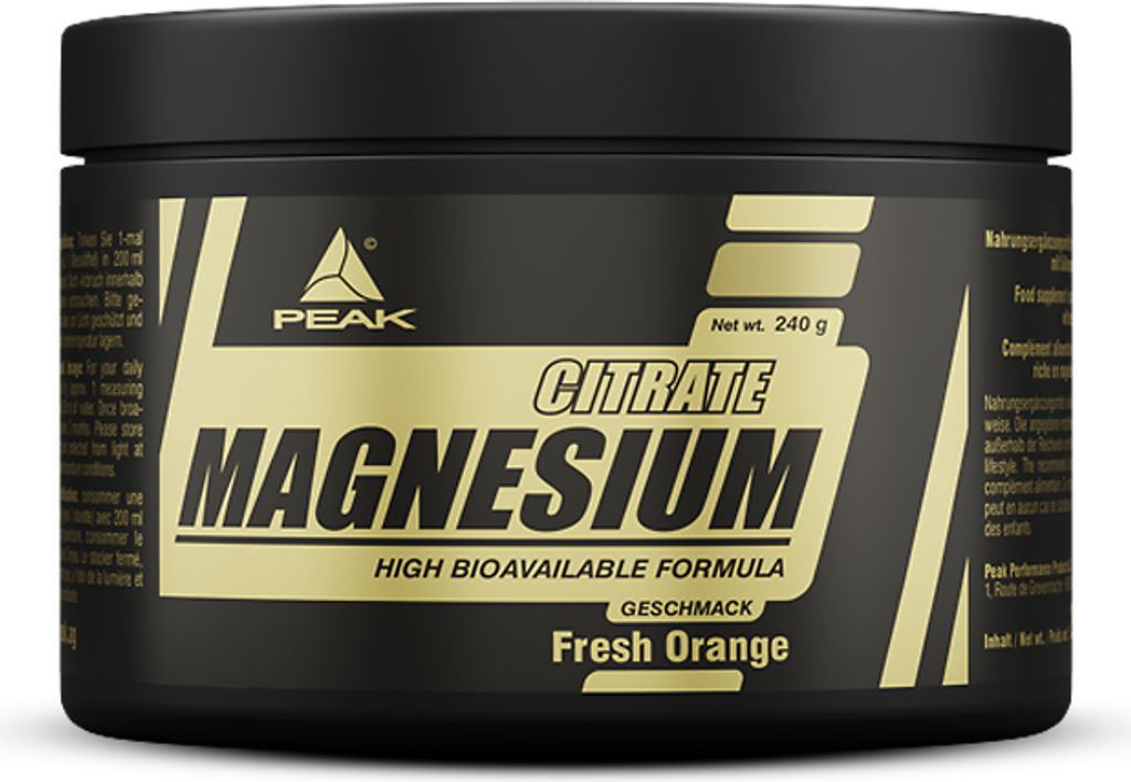Magnesium Citrat - 240g : Fresh Orange I Pulver I Energiestoffwechsel I Vitamin C I Vitamin B6 I Elektrolyte I Muskelfunktion I bei Krämpfen I veg...