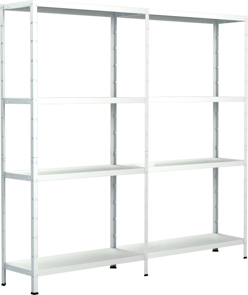 Steck-Grund-/ u 1 Anbauregal, 8 Böden, 1800x2000x350, weiß