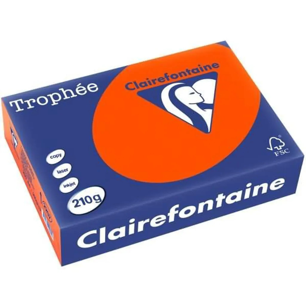 Papier A4 rouge brique anti-bourrage Clairefontaine Trophée 160g 250 feuilles