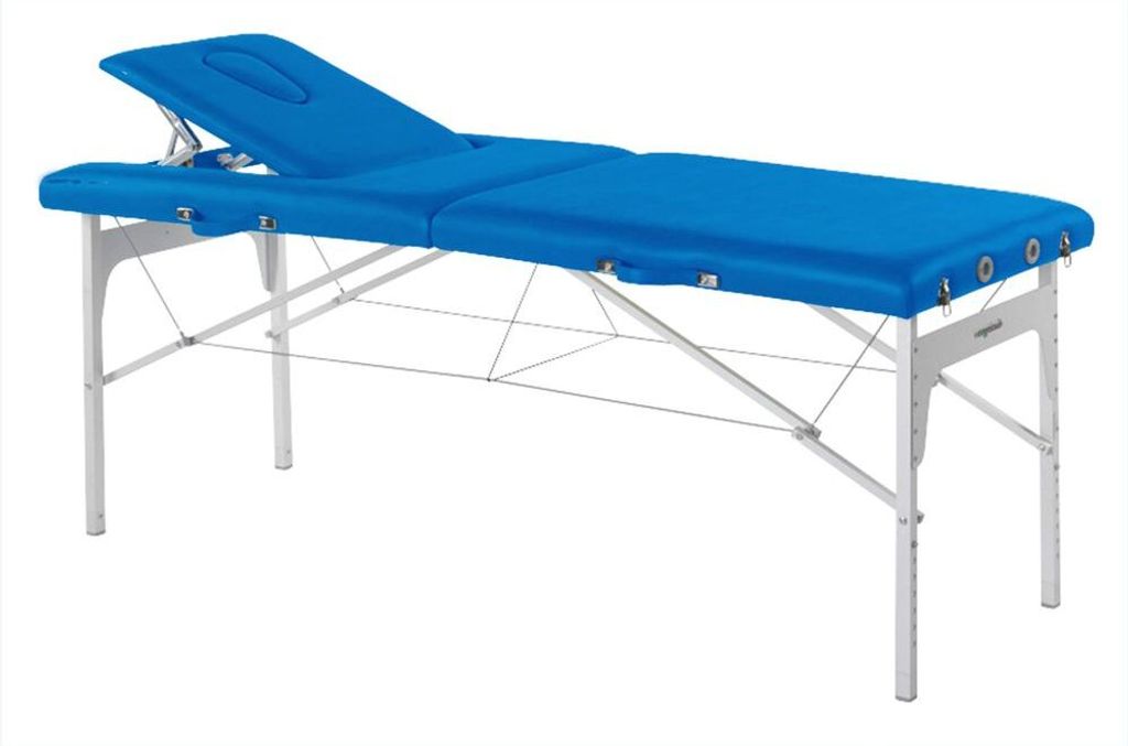 Behandlungsliege, Massageliege, Liege klappbar, mobil, Höhe 68-84 cm, Farbe:54 blau