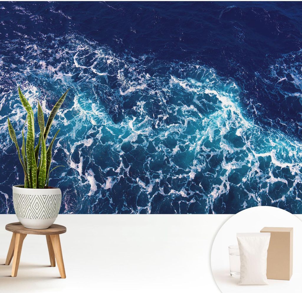 Fototapete - 208x146 cm - Tapete - Wandtapete - Wandbilder - Dekofolie - Tapete Folie - Wand - Dekoration - Wohnzimmer - Meereswellen