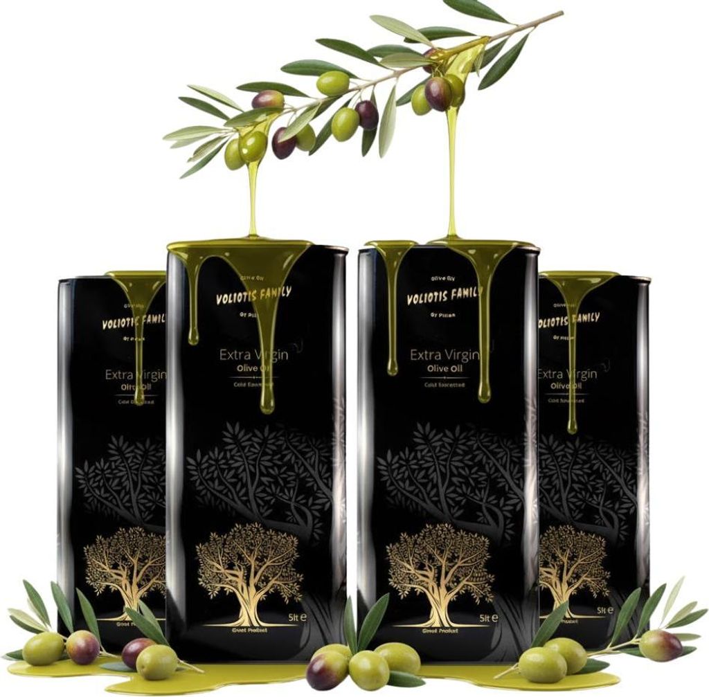 Olivenöle - 4 x 5 Liter - Ernte 2025/26 - Unfiltriert - Kaltgepresst - Natives Olivenöl Extra - Voliotis