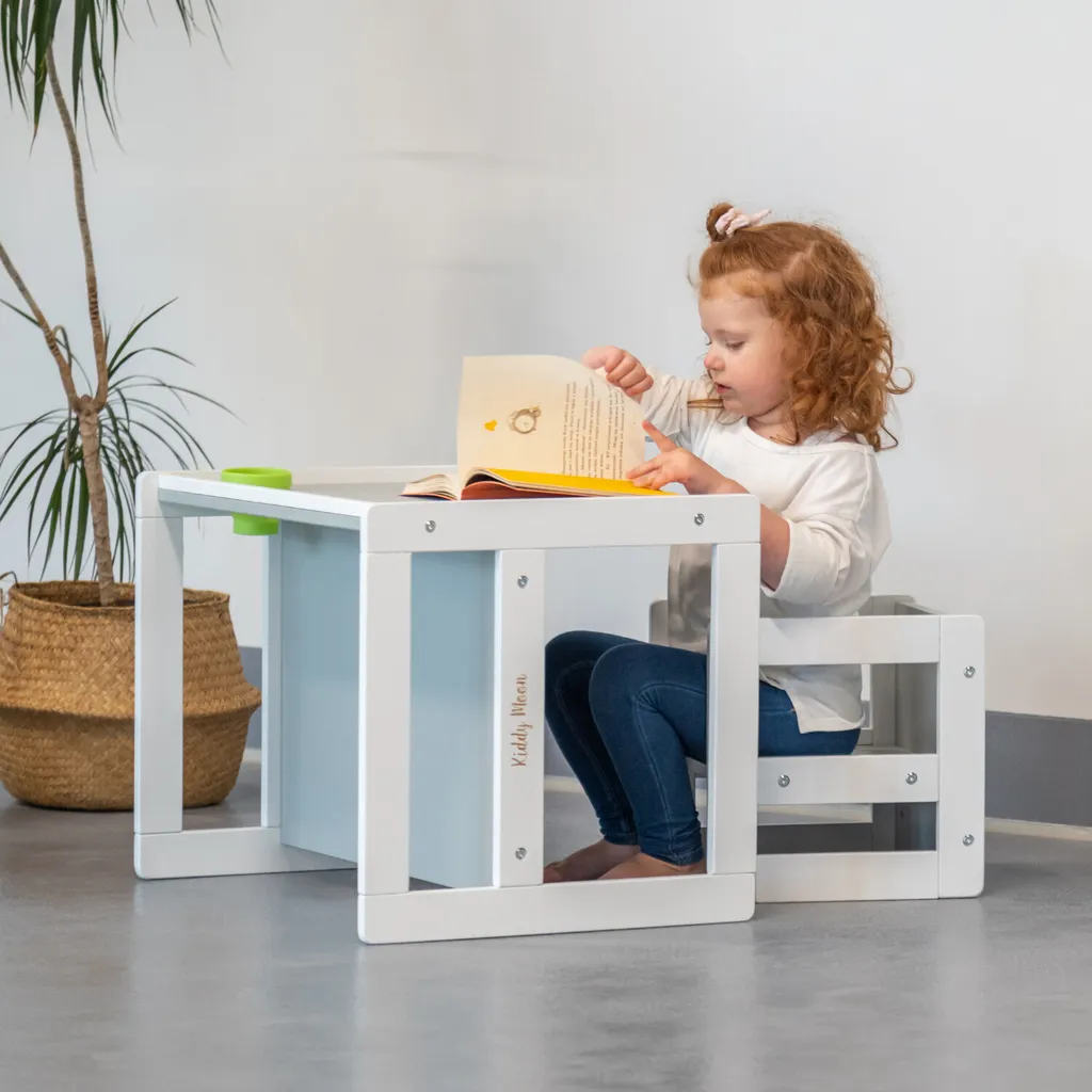 Ensemble de Meubles pour Enfants Table et Banc en Bois Blanc Durable