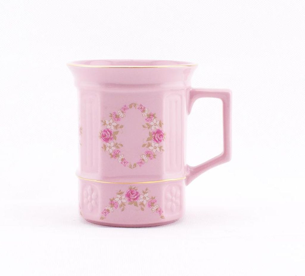 Becher quadratisch 0,25, rosa Porzellan, Blumen, Leander Produktbild 