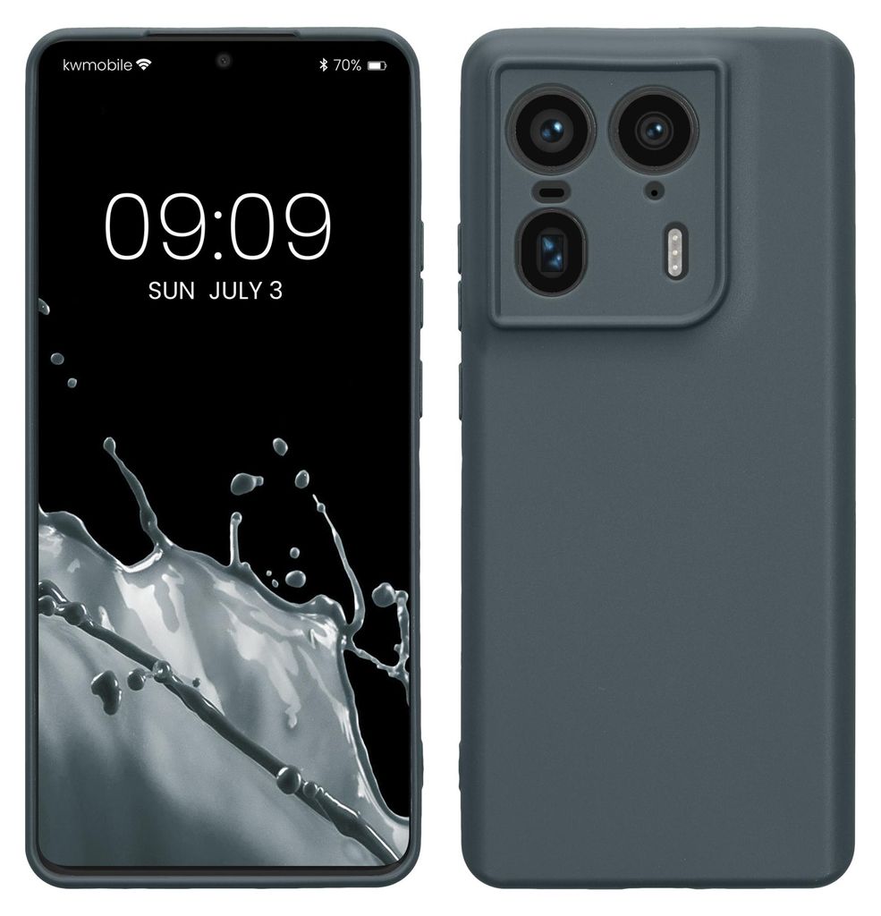 kwmobile Handyhülle für Motorola Edge 50 Ultra Hülle - weiches Handy Silikon Case - Schutzhülle Cover - Dunkler Schiefer
