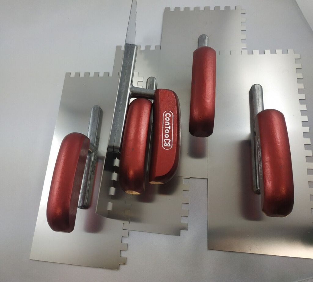 Zahnkelle 5 St. Maurerkelle Zahnspachtel Putzkelle 280x130 Fliesenkelle Holzgriff Edelstahl Zahn 8x8mm CT029