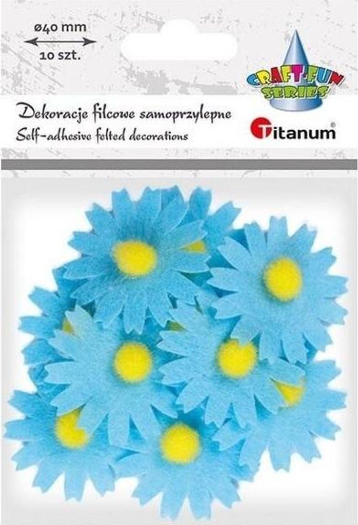 Filcowe dekoracje 3D kwiaty niebieskie 10szt