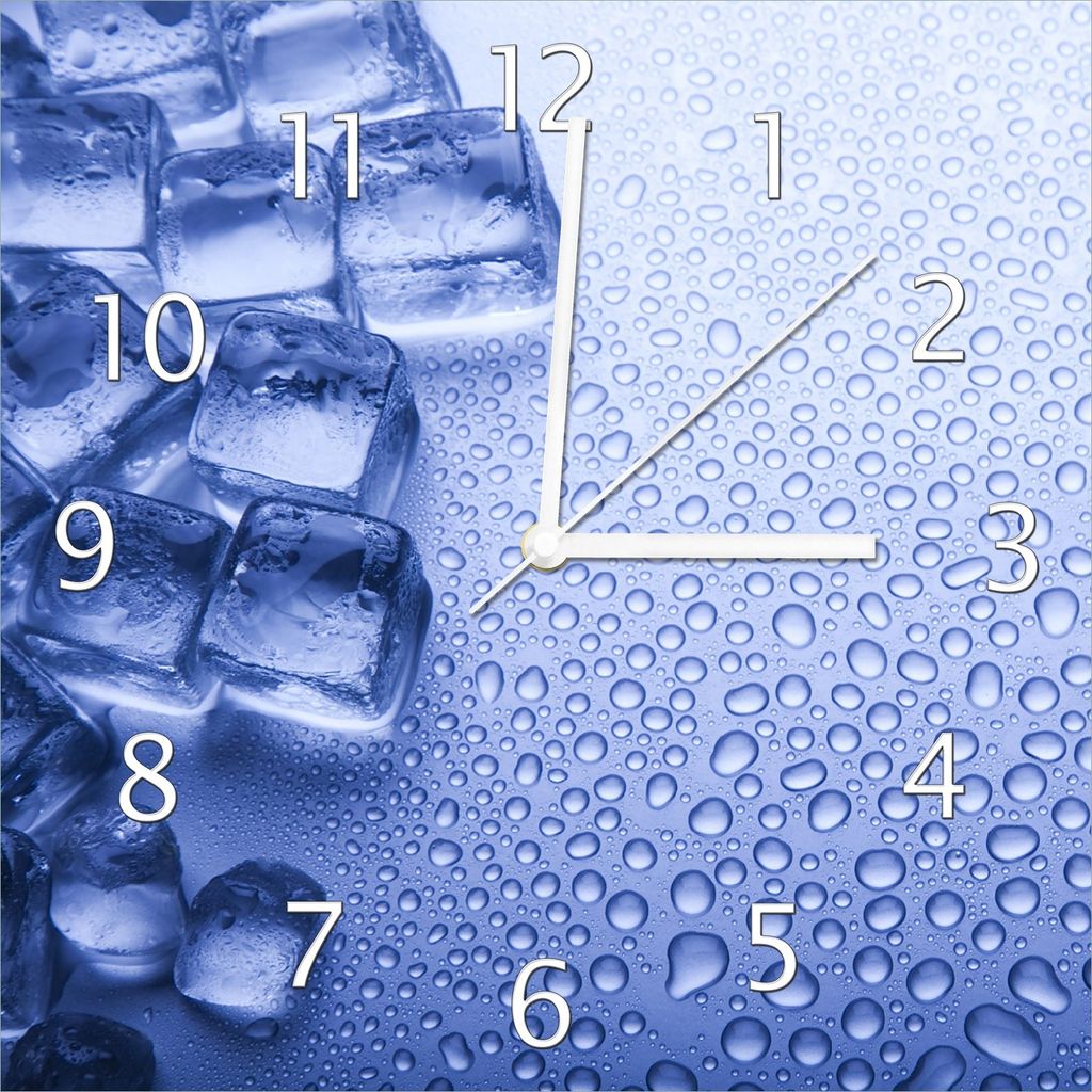 Wallario Design Wanduhr Eiswürfel aus Echtglas, Größe 30 x Produktbild 