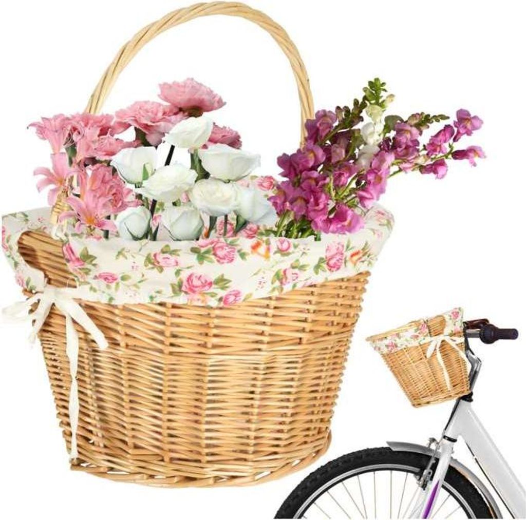 Weidenkorb für Fahrrad-Frontkorb, gewebter Blumeneinsatz Produktbild 