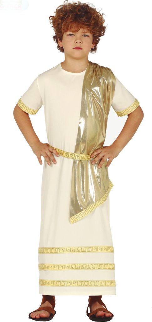 Roemische Antike Kinderkarneval Tunika Goldene Akzente Historische Verkleidung Toga Fasching Kostuem Griechen Geschichte Antike Festliche Kleidung,...