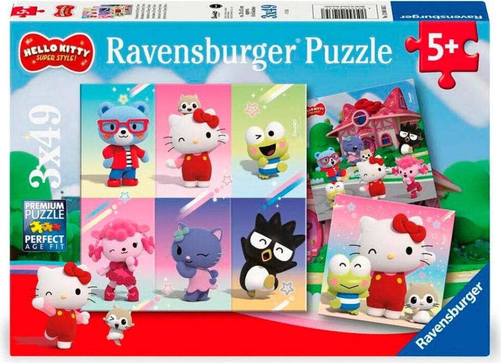 Ravensburger - Puzzle Hello Kitty i Przyjaciele 3x49 Immagine del prodotto 