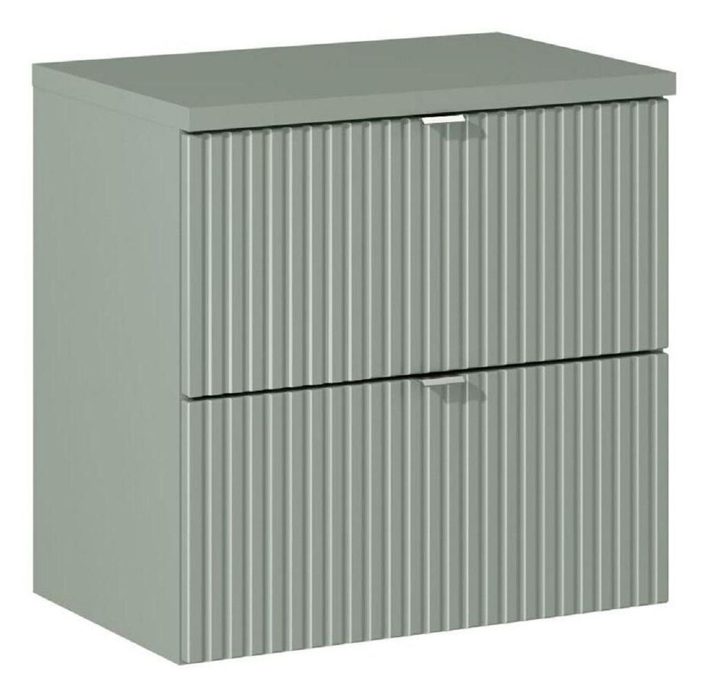 Waschbeckenunterschrank Mit Arbeitsplatte 60 cm & Waschbeckenunterschrank (60 cm, 2 Schubladen), Line Reed Green L BM98 - Schilfgrün