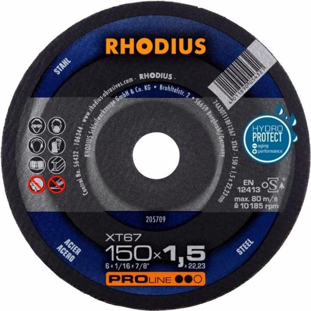 Rhodius XT67 Metall Trennscheibe | Ø150 mm - 1.5 mm - 22.23 mm | gerade