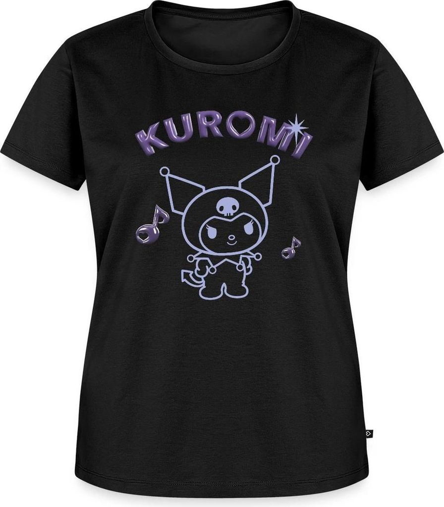 Spreadshirt Kuromi Outline Mit Chrome Schriftzug Frauen Premium T-Shirt, XL, Schwarz