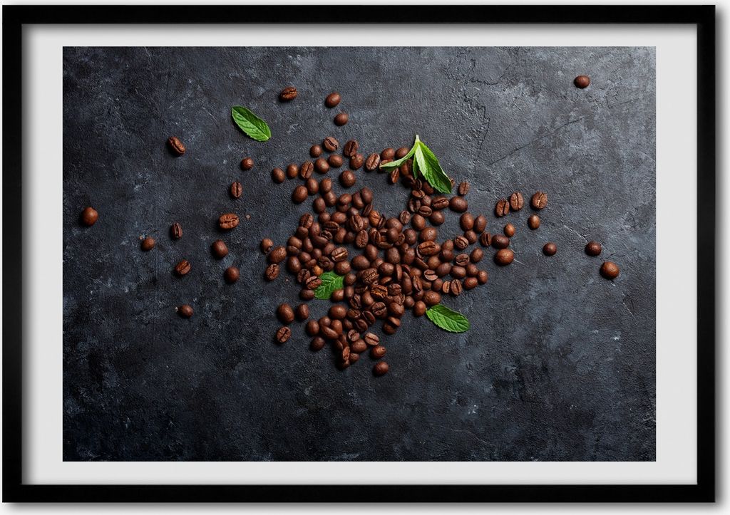 Bild - Bilderrahmen - 100 cm x 70 cm - MDF - Rahmen - Foto - Wandkunst Kaffeebohnen