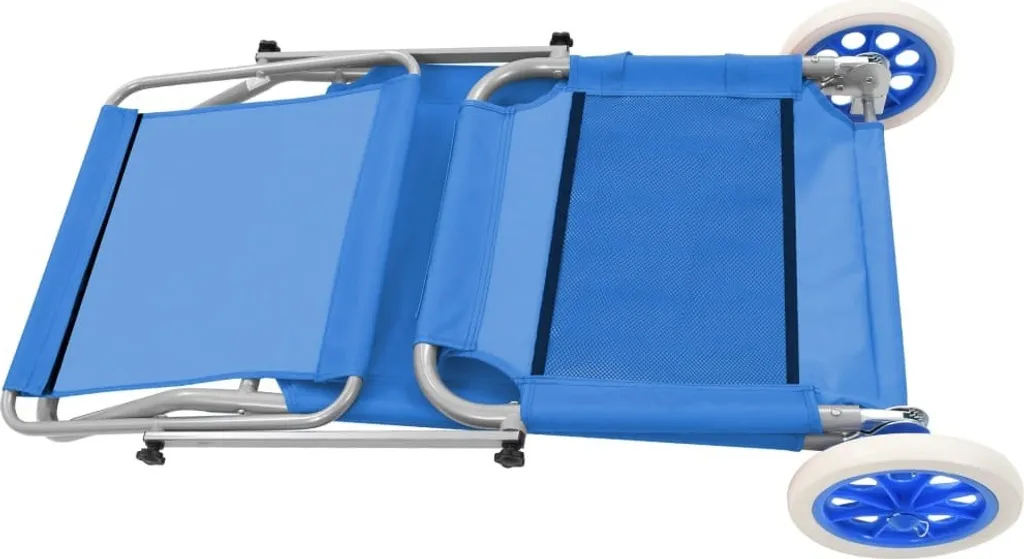 Bain de soleil pliant avec roues et toit pare-soleil - Structure Acier - 4