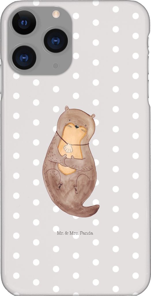 Mr. & Mrs. Panda Iphone 11 Pro Handyhülle Otter Muschel - Grau Pastell - Geschenk, Grübeln, Träumen, Handy Case, Büro, Seeotter, Premium Kunsts...