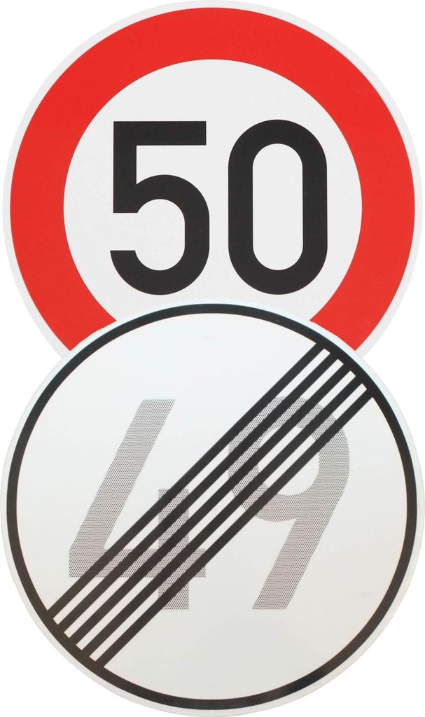Original 2 x Verkehrszeichen Nr. 274-50 50 km/h und Nr. 282 Produktbild 