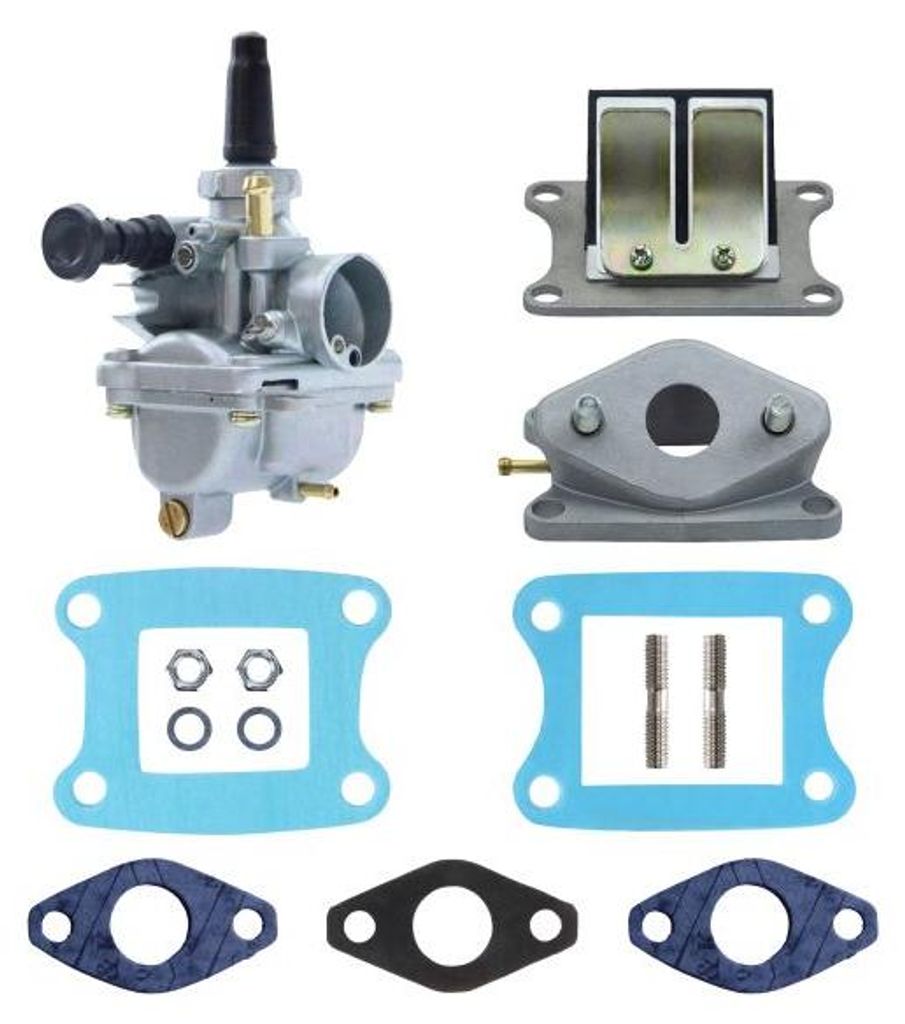 Vergaser VM16 16mm + Isolierplatte + Ansaugstutzen + Membranblock + Dichtungen für Honda MT MB MTX MBX 50