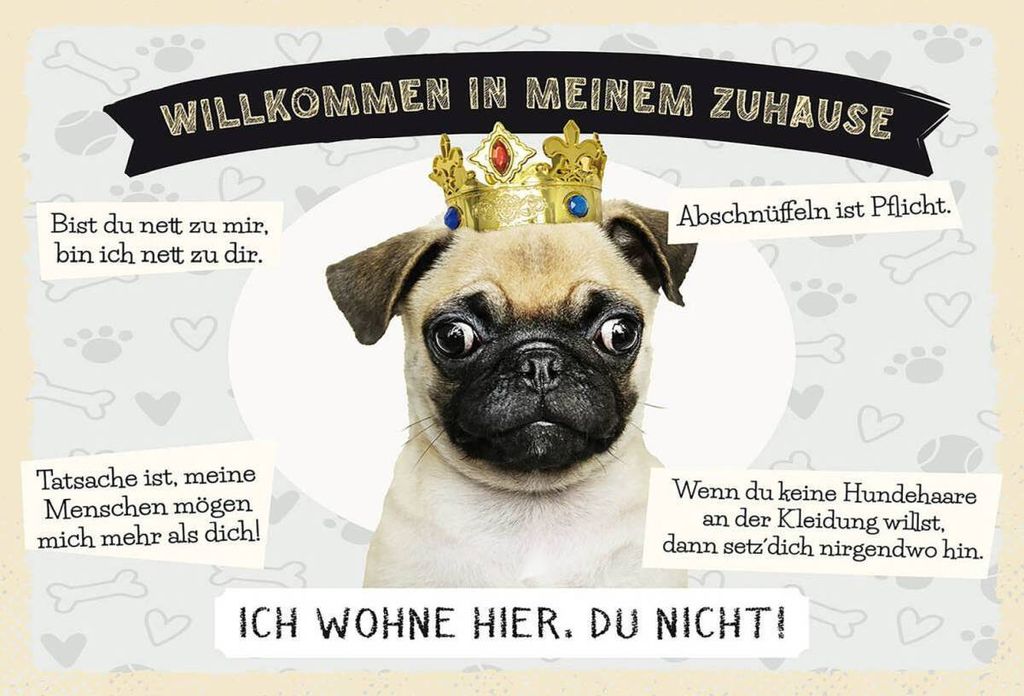 vianmo Holzschild 12x18 cm Tiere Mops willkommen wohne hier