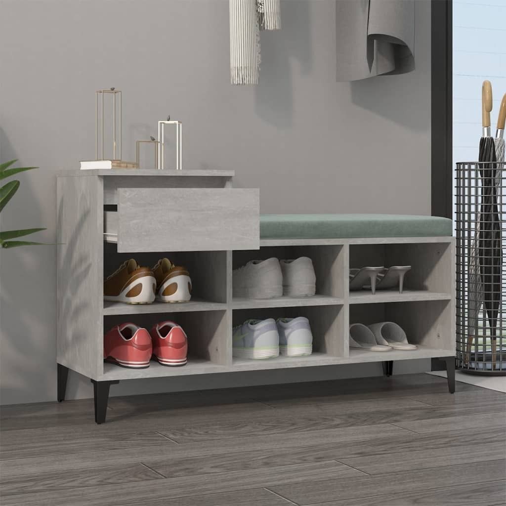 The Living Store Schuhregal Betongrau 102x36x60 cm Holzwerkstoff