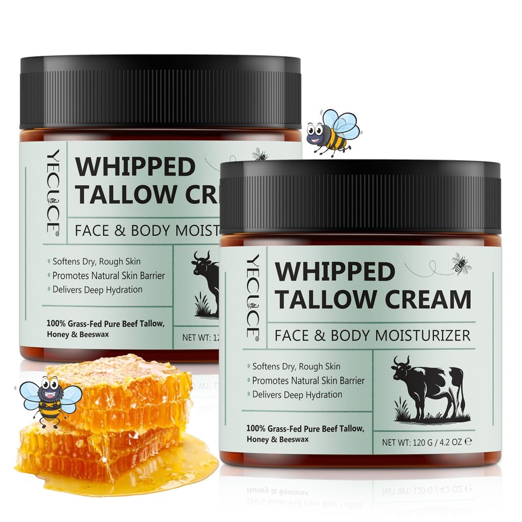 Hautpflege Gesicht Creme Hautcreme Hautpflegecreme Rindertalg Honig Beef Tallow, 2x 120g