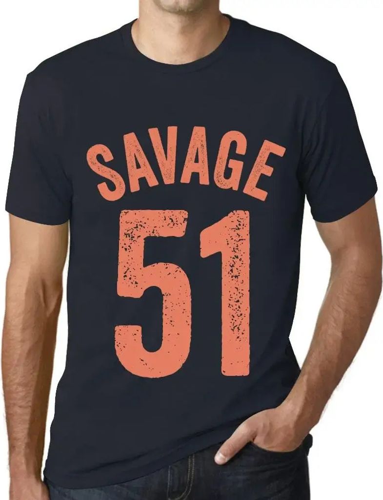 Herren Grafik T-Shirt Savage 51 Geschenk 51. Geburtstag Jahrestag 51 Jahre Jubiläum 51 Jährige Mann Jahrgang 1973 Kurzarm Lustige Druck