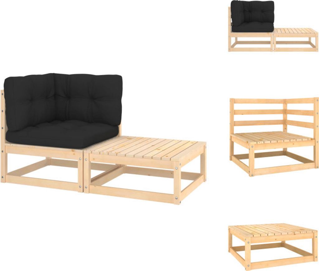 vidaXL 2-tlg. Garten-Lounge-Set mit Kissen Kiefer Massivholz - Gartensofaelemente