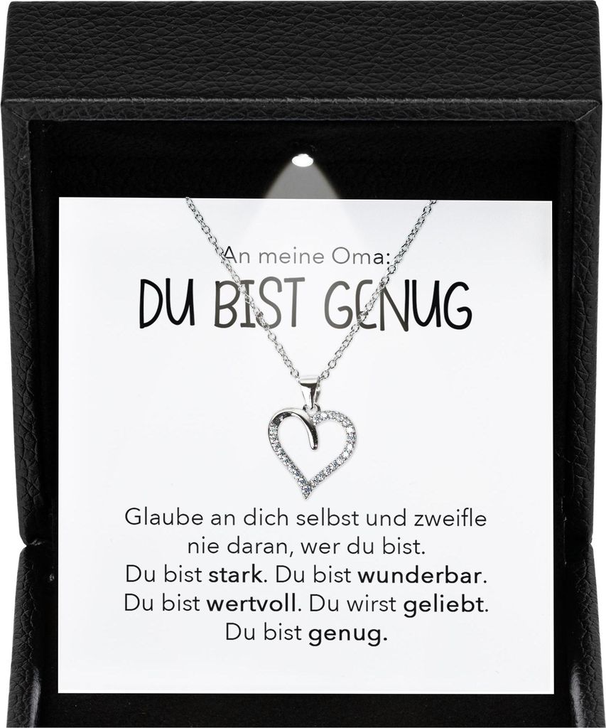 22Feels Oma Geschenk Grossmutter Frauen Schmuck - Silber 925/000 Herz Halskette Damen Collier - Weihnachten Idee von Enkeln Geburtstag Muttertag Gr...