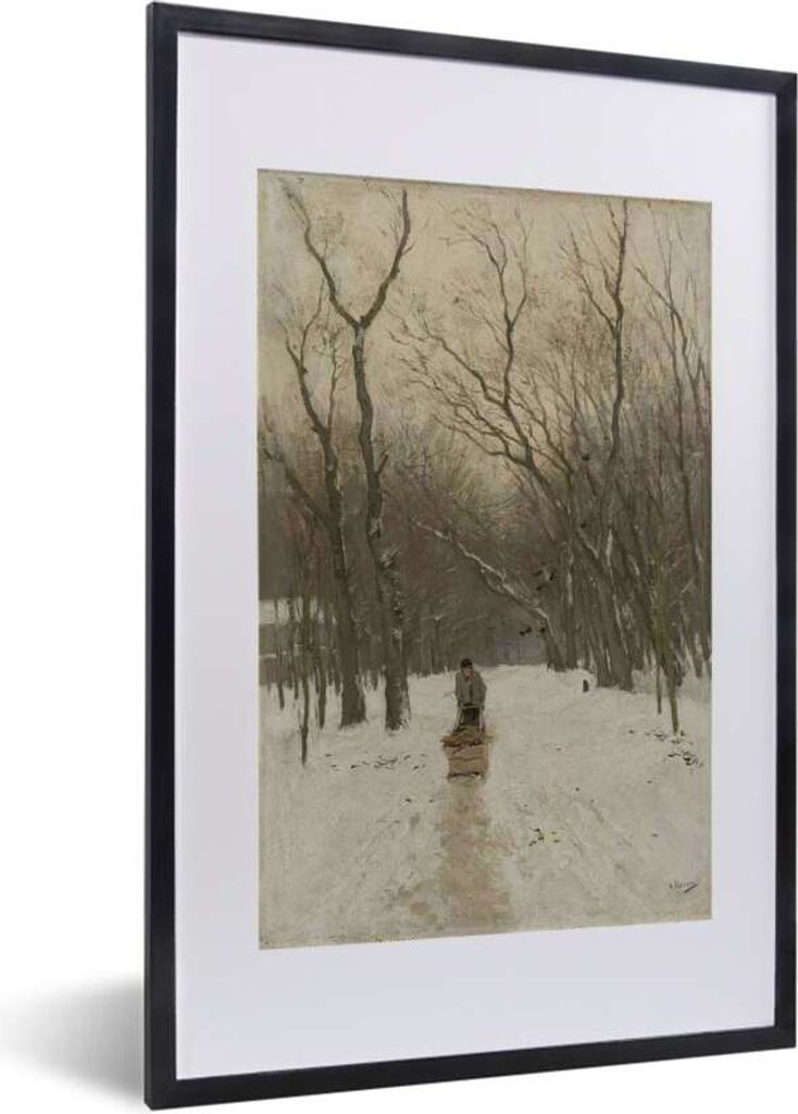 MuchoWow MuchoWow Gerahmtes Poster Winter in den Wäldern von Scheveningen - Gemälde von Anton Mauve 40x60 cm - Poster mit zchwarzem Bilderrah...