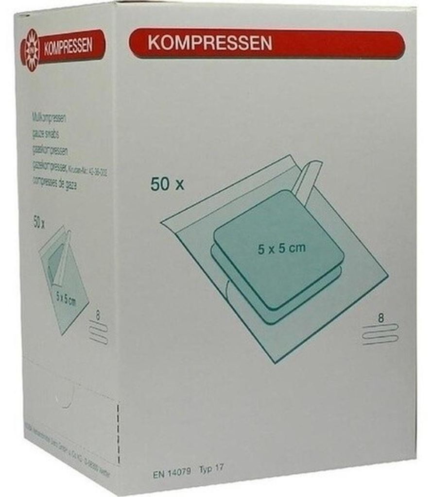 NOBA Mullkompressen, steriel, 8-laags, 50 x 2 stuks, 5 x 5 Productafbeelding 