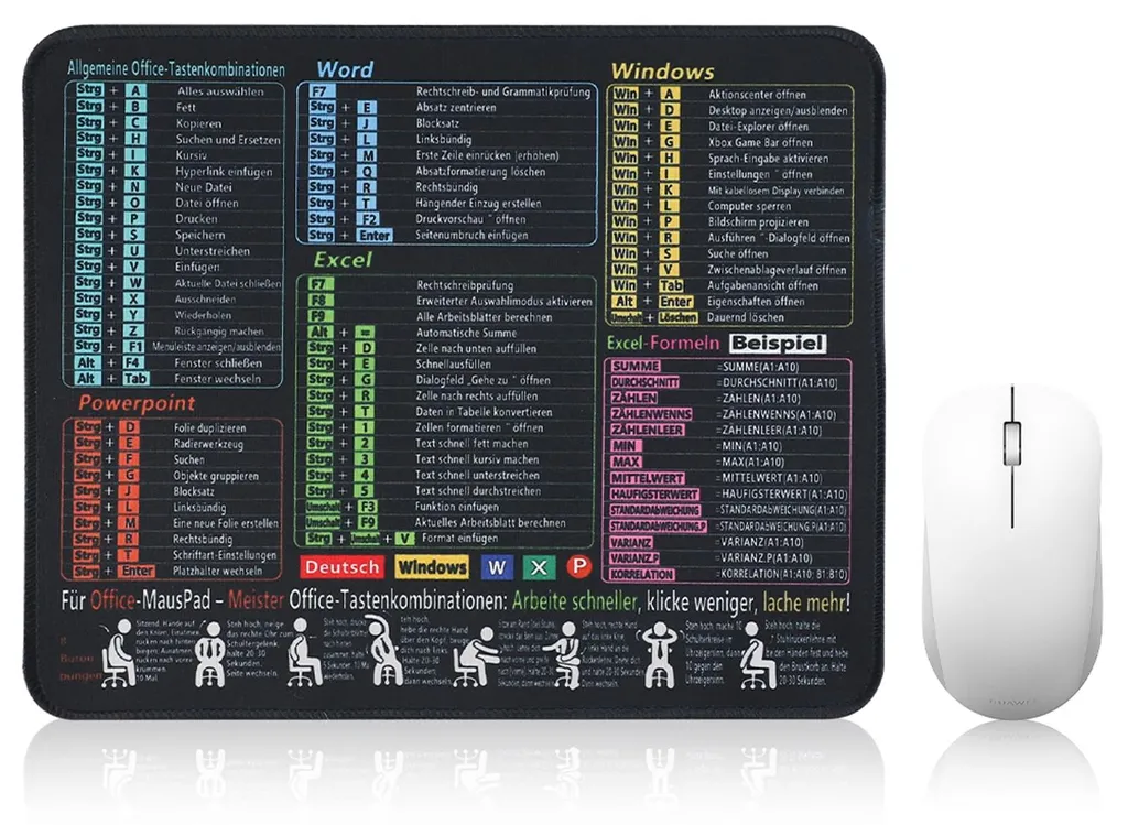Tapis de souris Excel : ne cherchez plus vos raccourcis clavier 30x25cm