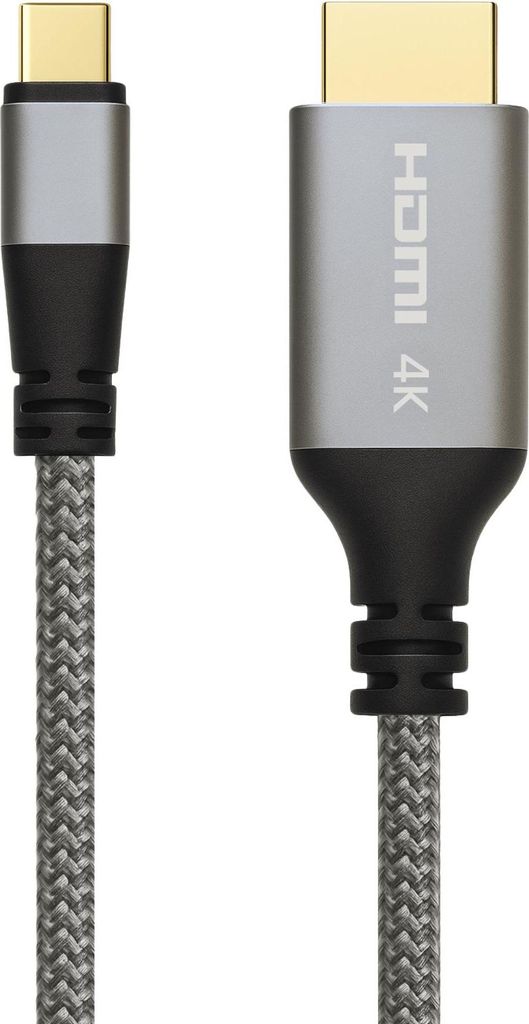 ProfiPatch USB C auf HDMI Kabel 4K30Hz 1,8m grau Goldkontakte Textilmantel