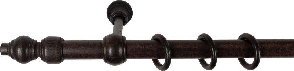 SN Deco - Stilgarnitur Gardinenstange Vorhangstange Filigrano, Holz, 28 mm, 1-Lauf, Komplettset mit Ringen, Farbe Wenge, 360 cm (2x180 cm)
