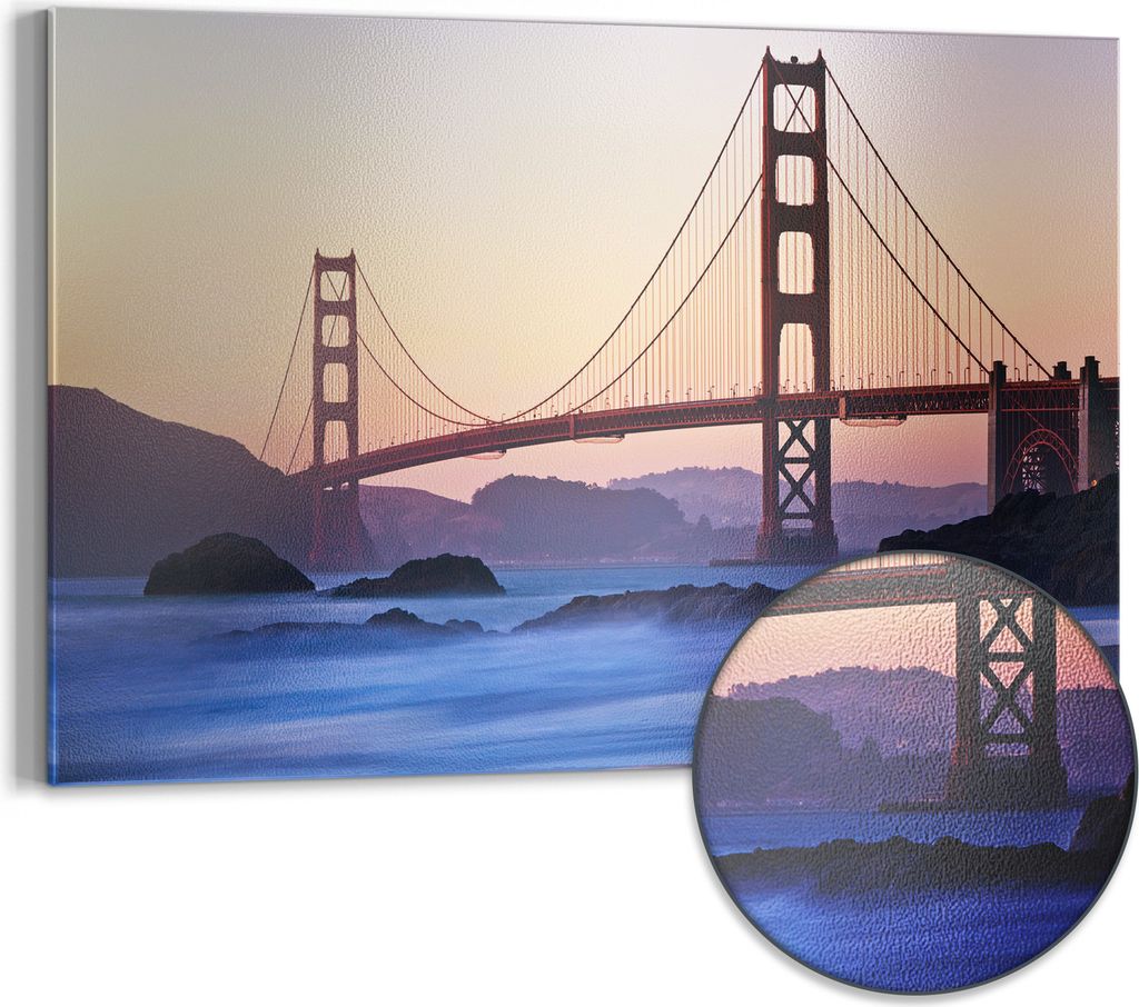 DEQORI Magnettafel Metall 60x40 cm 'Morgenrot Brücke' Whiteboard Pinnwand Magnetboard Büro
