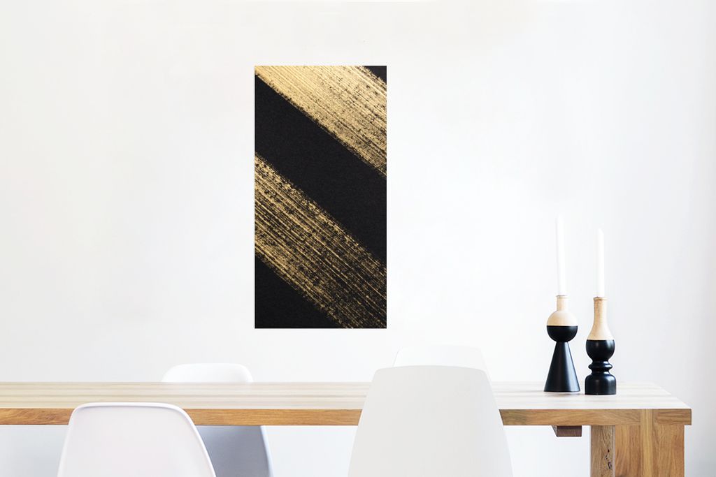 Poster - Goldene Farbstreifen auf schwarzem Hintergrund - 40x80 cm