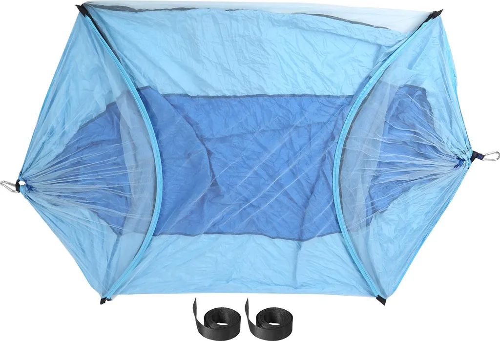 Hamac moustiquaire bleu saphir en toile parachute avec anti-roulis