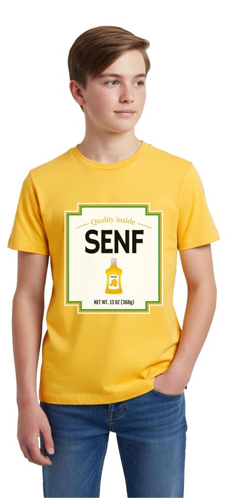 Spreadshirt Senf Partner Kostüm Fasching Karneval Teenager Premium T-Shirt, 146/152 (10 Jahre), Sonnengelb