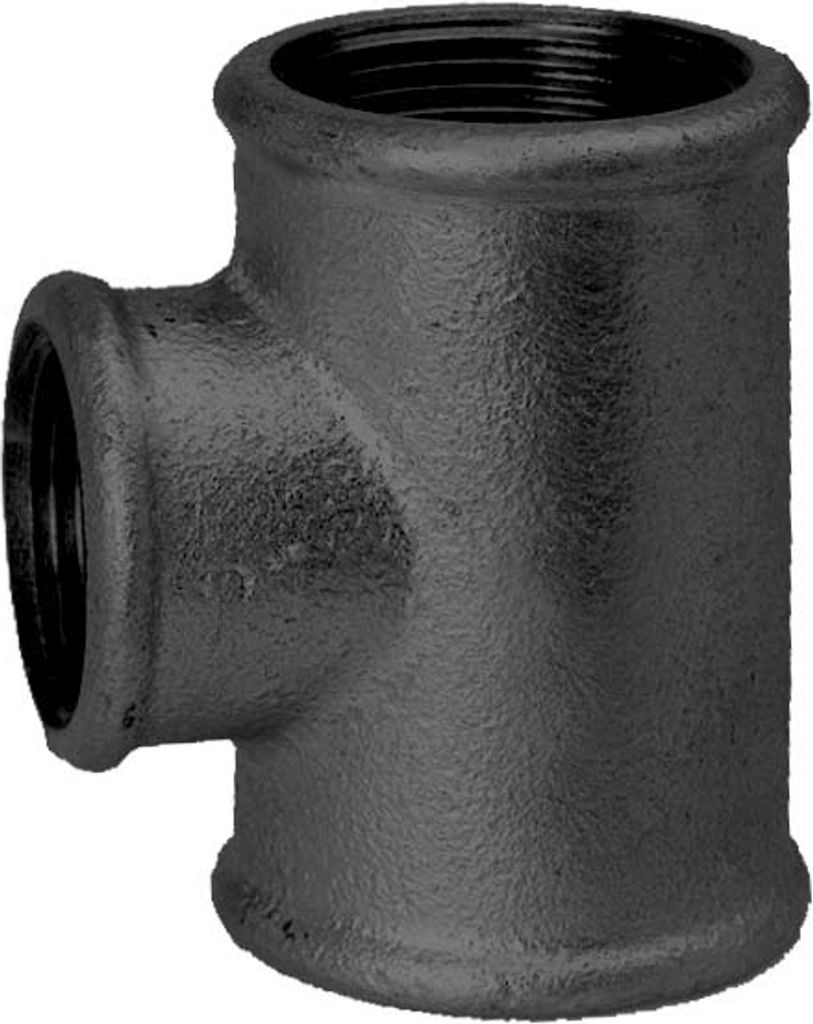 Hermann Schmidt Temperguss 130 T-Stück 14130219 DN 32 x 15, 1 1/4" x 1/2", reduziert, IG/IG/IG, schwarz