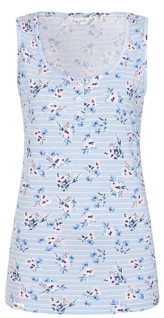 Lazy Jacks - Top für Damen, Stripes LJ558 (44 DE) (Blau/Flieder/Pink)