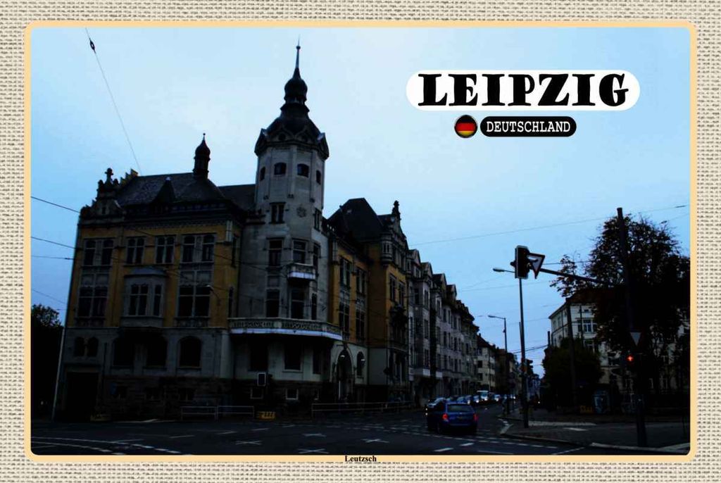 vianmo Holzschild 20x30 cm Leipzig Leutzsch Gebäude Straße Bildmotiv Reisemotiv Abenteuer Reisen