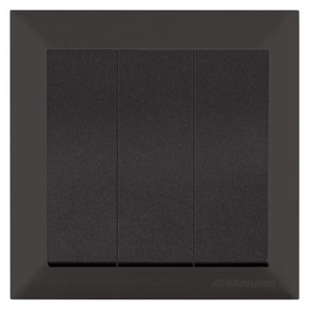 3-fach Schalter mit Rahmen Schwarz matt – Unterputz IP20 Produktbild 